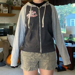 Gray oversized zip-up hoodie